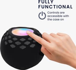 kwmobile siliconen hoesje voor mini-speaker - geschikt voor Apple Home Pod Mini - Flexibel materiaal - Speakercase in zwart — thumbnail 3