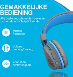 JLAB Jbuddies kinder Koptelefoon Draadloos – Koptelefoon kinderen geluidsdempend – Gehoorbescherming kinderen – Volumelimiet 84 dB – 24 uur batterijduur – Bluetooth - Grijs/Blauw — thumbnail 14
