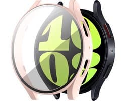 Strap-it Hard case hoesje met glas - geschikt voor Samsung Galaxy Watch 6 40mm - roze hoes met screen protector