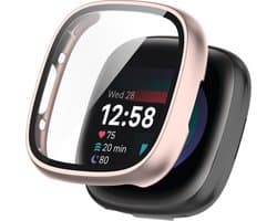 Watch case screenprotector - hoesje - geschikt voor Fitbit Versa 4 - rosegoud