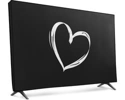 kwmobile tv hoes voor 49-50" TV cover - Beschermhoes voor televisie - Voor binnengebruik - Brushed Hart design in wit / zwart