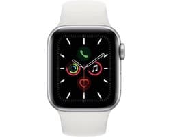 Apple Watch Series 5 cellulaire 40 mm zilveren aluminium behuizing met sportarmband wit - S / M