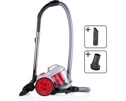 Dirt Devil Stofzuiger zonder Zak DD2503 - Vacuum Cleaner 800W HEPA 12 Filter - Cycloonstofzuiger met Combiborstel, Kierenmondstuk en Meubelopzetstuk - Stofopvangbak 2,2 L - Grijs/Rood