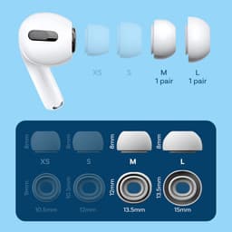 MMOBIEL 2 Paar Vervangende Oordopjes Tips Geschikt voor AirPods Pro Gen 1 & 2 - Antislip Siliconen Oordopjes met Ruisonderdrukkingsgat, Draagbare Opbergdoos en Passen in Oplaadcase – 1x M, 1x L – Wit — thumbnail 2