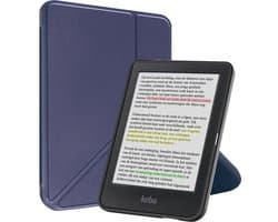 Hoes Geschikt voor Kobo Clara Colour - Luxe E-reader Trifold Case - Bescherm Hoesje Book Cover - Donkerblauw