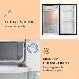Klarstein Koelkast Zelfvoorzienend design Koelkast - volume: 91 Liter - 2 Niveaus - 5 Standen Thermostaat - IJsvak - Zwart - 90L - voor Keuken - Compact - Mini Fridge - Compact Koelkast - Kleine Koelkast - Vrijstaande Koelkast — thumbnail 5