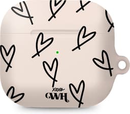 xoxo Wildhearts hoesje geschikt voor AirPods 3 - All Yours - Matte - Ook als telefoonhoesje verkrijgbaar - schokbestendige case - koptelefoon hoesje - Mat - Beschermhoes met hartjesprint - hartjes - Beige - Zwart — thumbnail 1