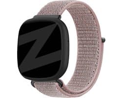 Bandz nylon loop band - geschikt voor Fitbit Versa 3 / Fitbit Sense - Hoogwaardig nylon materiaal smartwatch bandje - Nylon horlogeband met klittenbandsluiting - roze nylon bandje