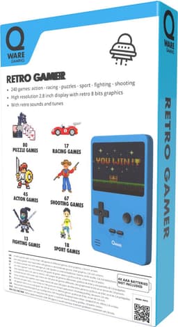 Qware - Retro Gamer - Retro Spelcomputer - Retro Console - Mini Spelcomputer - 2.8 inch - 8-Bit - 240 Games - Klassiek - Nostalgie - Spelletjes - Blauw — thumbnail 5