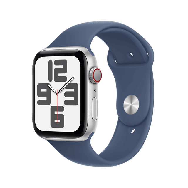 Apple Watch Se GPs + Cellular 44mm Denim Sport Band M/l Smartwatch Silver Aluminium