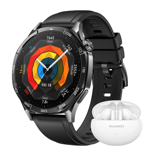 HUAWEI WATCH GT5 46 mm + FreeBuds 5i (bundel) - Smartwatch Zwart