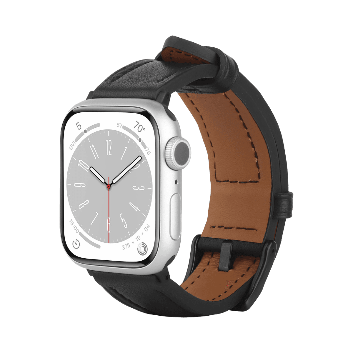 JUST IN CASE Timeless Leather Strap Apple Watch 40-42 mm Horlogebandje Zwart — afbeelding 1