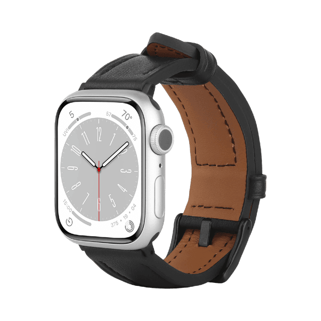 JUST IN CASE Timeless Leather Strap Apple Watch 40-42 mm Horlogebandje Zwart