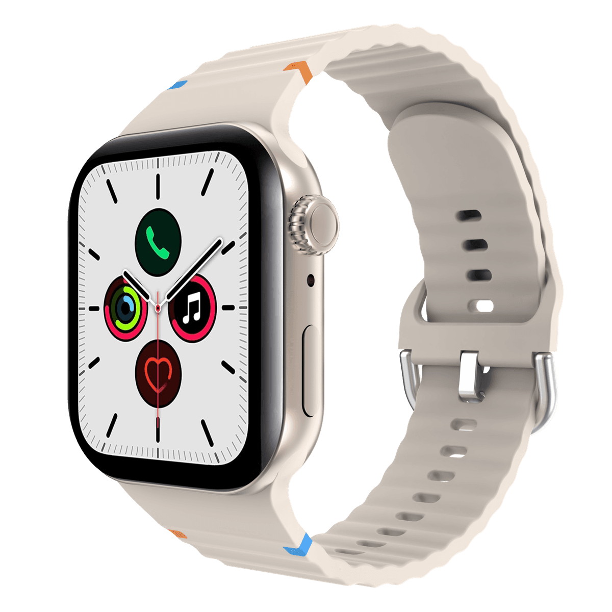 JUST IN CASE ActiveFlex Apple Watch 44/45/46/49mm Horlogebandje Ivoor — afbeelding 1