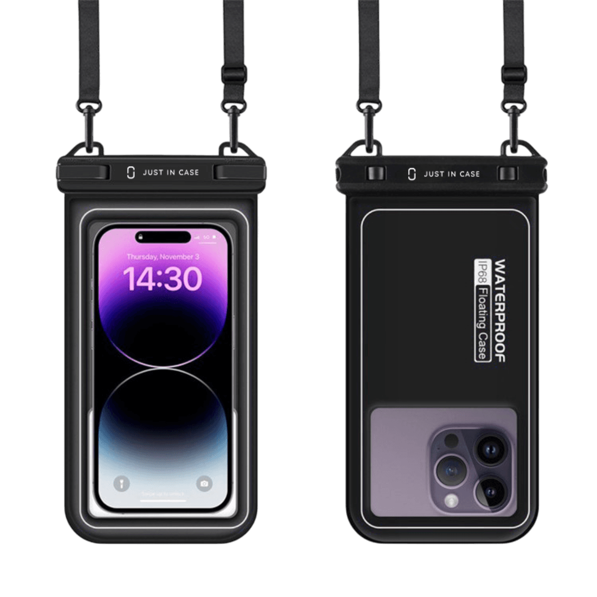 JUST IN CASE Waterdicht Telefoonhoesje voor Universeel Smartphones Zwart — afbeelding 1