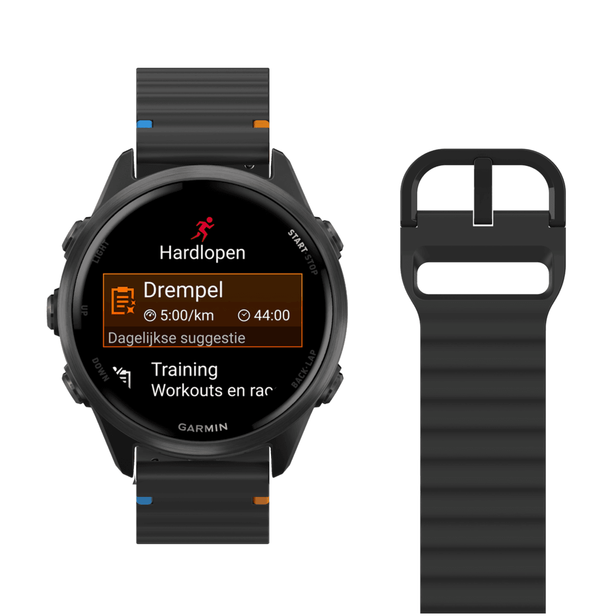 JUST IN CASE ActiveFlex Garmin erunner 55 / 165 / 570 (42mm) Horlogebandje Zwart — afbeelding 1
