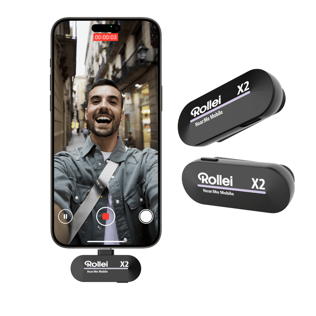 ROLLEI Hear:Me Mobile X2 Draadloos microfoonsysteem (TX/RX, 2.4 GHz digitaal) — afbeelding 1
