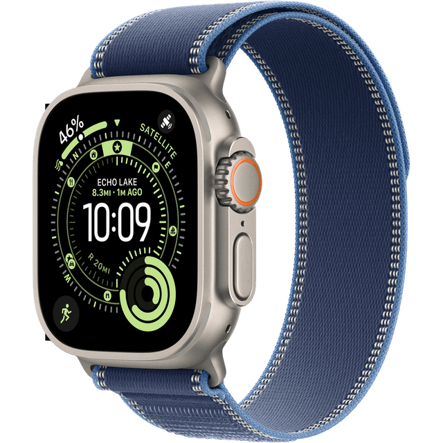 APPLE Watch Ultra 3 GPS + Cellular - 49mm Natural Titanium Case - Blue/Bright Blue Trail Loop - S/M Smartwatch Natural