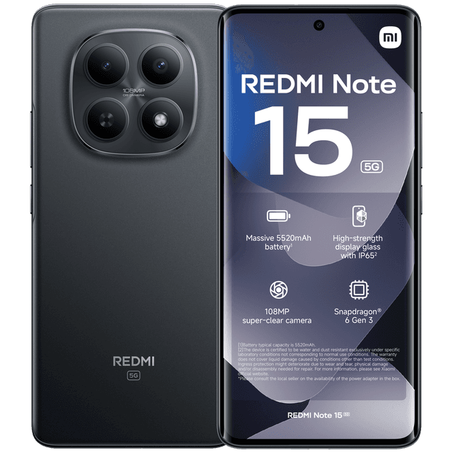 XIAOMI Redmi Note 15 5G - 6GB/128GB Zwart - 128 GB Zwart