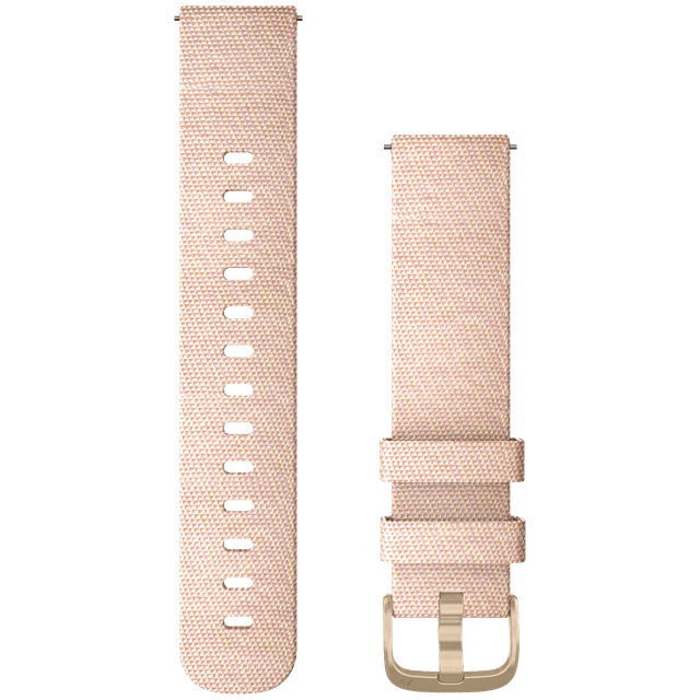 GARMIN Stoffen polsband, 20MM, Snelsluiting, zachtroze, met goudkleurige gesp Horlogebandje Zachtroze