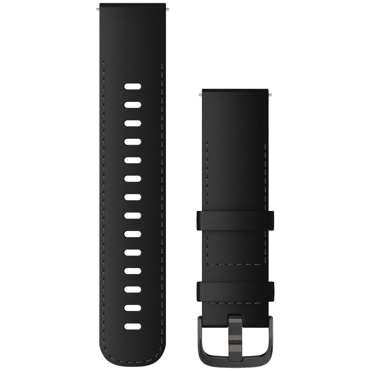 GARMIN Leren polsband, 22MM, Snelsluiting, zwart, met leigrijze gesp Horlogebandje Zwart — afbeelding 1