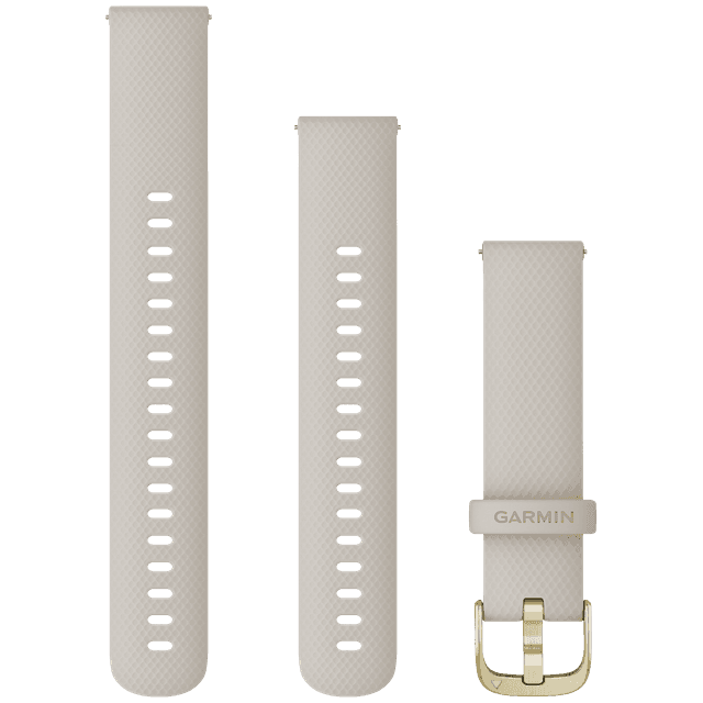 GARMIN Siliconen polsband, 18MM, Snelsluiting, zandkleur, met goudkleurige gesp Horlogebandje Zandkleur