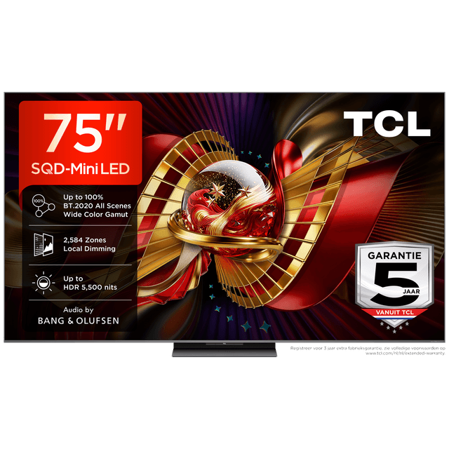 TCL 75C8L SQD-Mini-led - Ultra HD 4K - Mini-led-tv - 75 inch - 2026