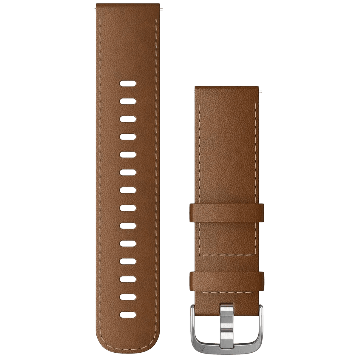 GARMIN Leren 22MM Snelsluiting met zilverkleurige gesp Horlogebandje Bruin — afbeelding 1