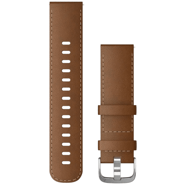 GARMIN Leren 22MM Snelsluiting met zilverkleurige gesp Horlogebandje Bruin