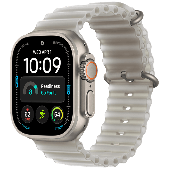 APPLE Watch Ultra 4 GPS + Cellular 49mm Natural Titanium Case - Translucent Grey Ocean Band Smartwatch Natural