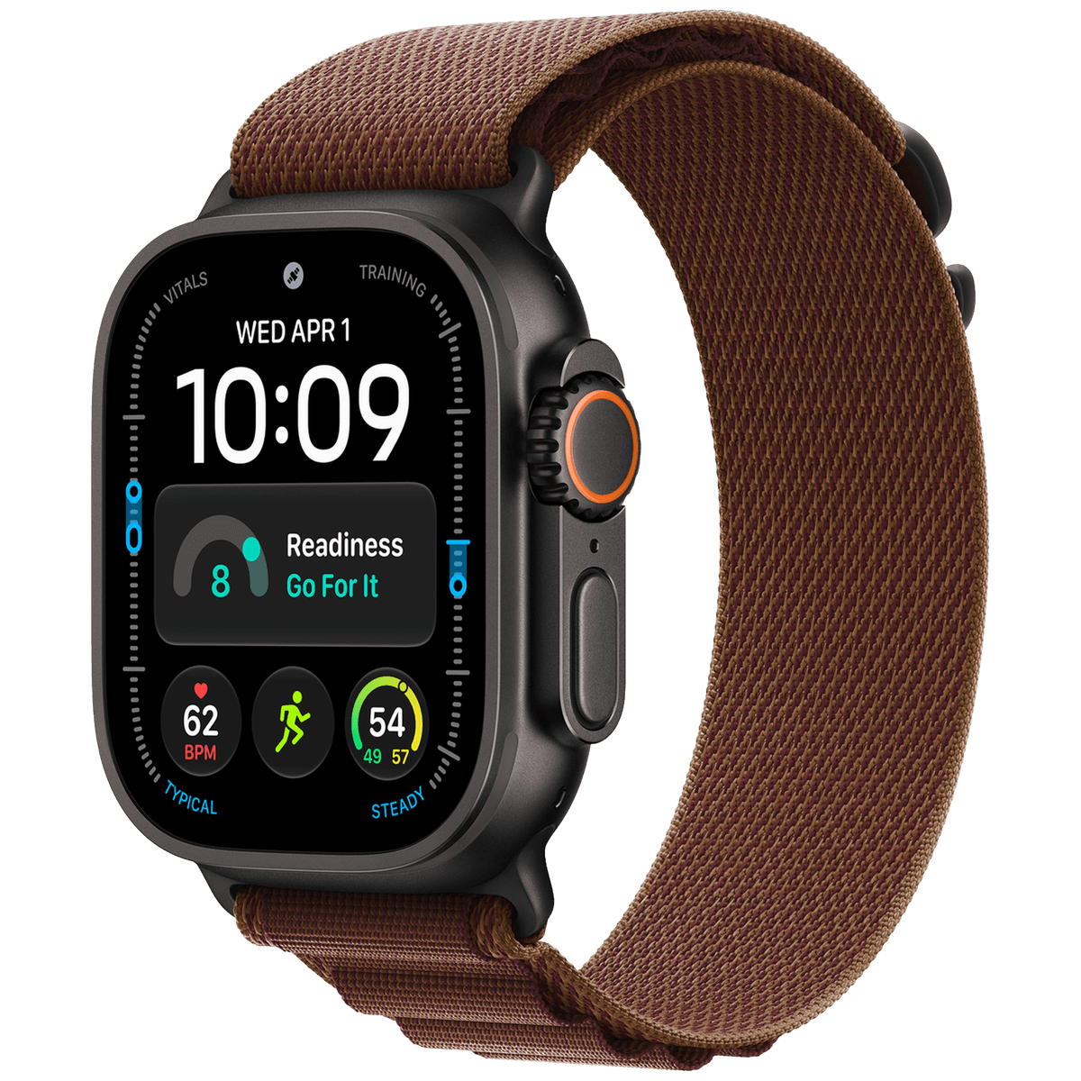 Apple Watch Ultra 4 GPs + Cellular 49mm Black Titanium Case - Burgundy Alpine Loop M Smartwatch — afbeelding 1