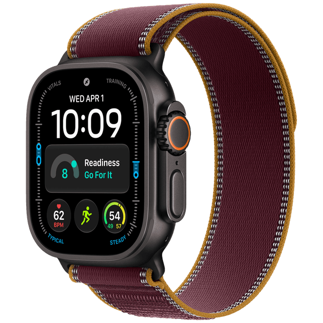 APPLE Watch Ultra 4 GPS + Cellular 49mm Black Titanium Case - Burgundy Trail Loop - M/L Smartwatch Black