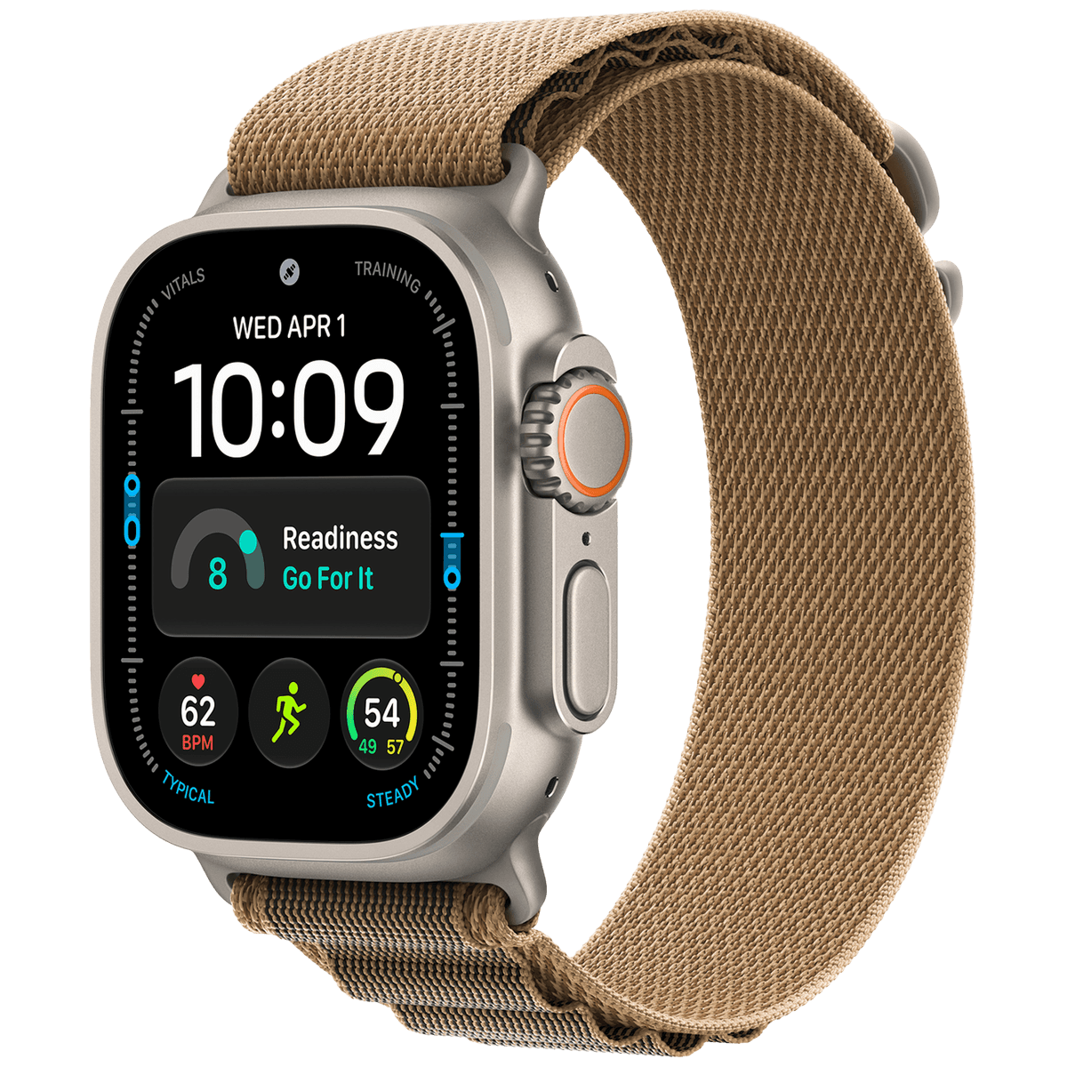 Apple Watch Ultra 4 GPs + Cellular 49mm Natural Titanium Case - Desert Alpine Loop S Smartwatch — afbeelding 1