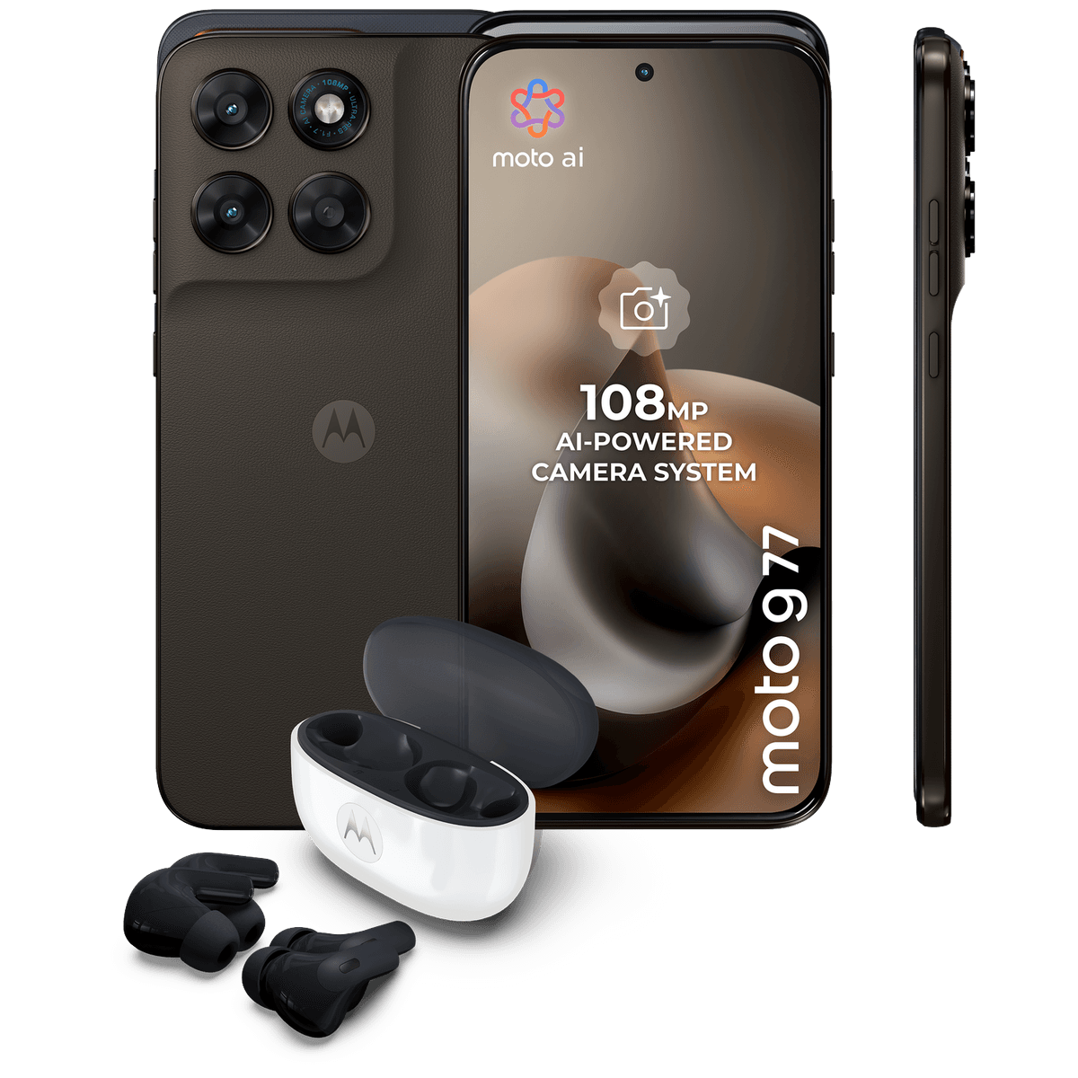 MOTOROLA Moto G77 Olive + Moto buds 2 Carbon - 256 GB Zwart — afbeelding 1