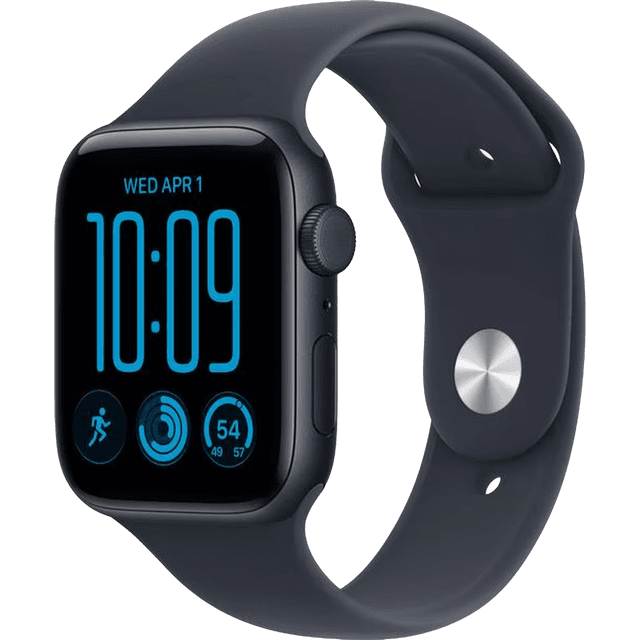 APPLE Watch SE 3 44 mm Cellular Midnight Aluminium M/L Sportband - Smartwatch Blauw