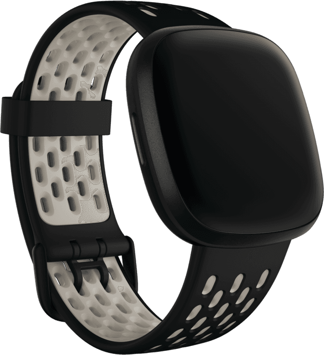 FITBIT Versa 3/Sense Sportbandje Zwart/Ivoorwit Large
