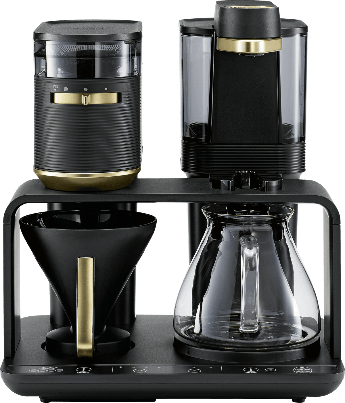 MELITTA EPOS 1024-02 Goud - Filterkoffiezetapparaat - Inhoud watertank: 1 l - Type kan: Glazen kan - Zwart — afbeelding 1