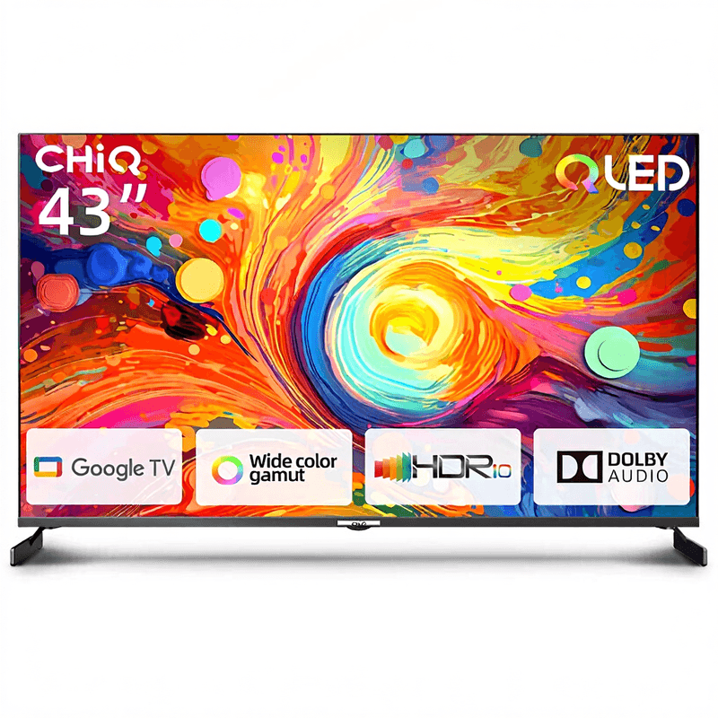 CHiQ U43QM8V - Smart TV - 43 inch 4K QLED Google TV Randloos Metaaldesign — afbeelding 1