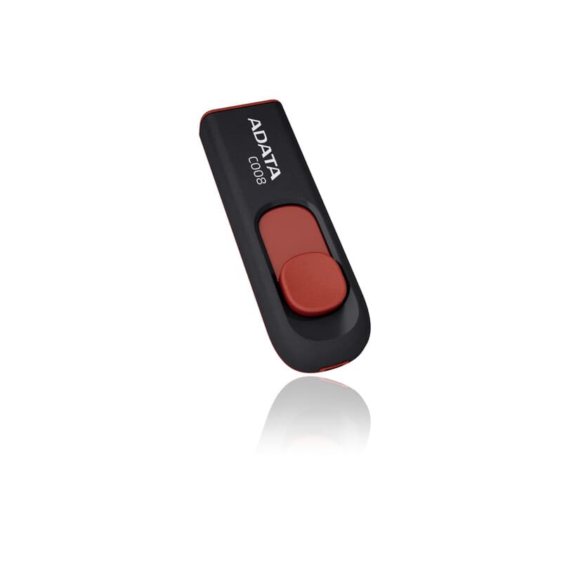 ADATA C008 USB flash drive 16 GB USB Type-A 2.0 Zwart, Rood — afbeelding 1