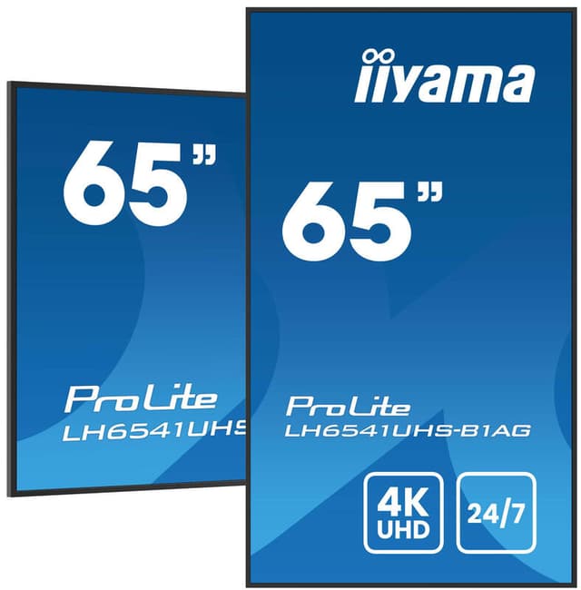 Iiyama LH6541UHS-B1AG professioneel digitaal signage display, 163,8 cm, 4K Ultra HD, 500 cd/m², zwart, 24/7.