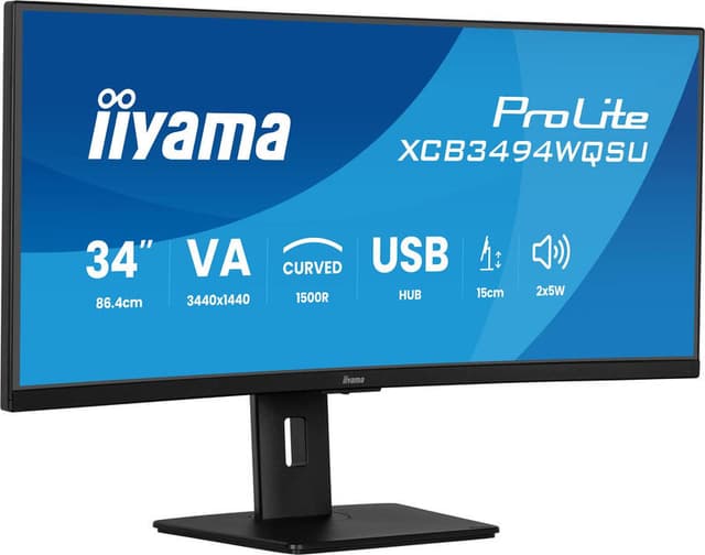 iiyama ProLite 34 inch gebogen ultrabreed scherm met 15 cm in hoogte verstelbare standaard