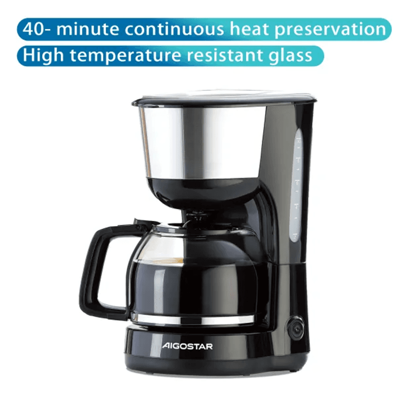 Aigostar koffie- en theemaker met warmhoudfunctie, éénknopsschakelaar, 1,25 L, zwart — afbeelding 1