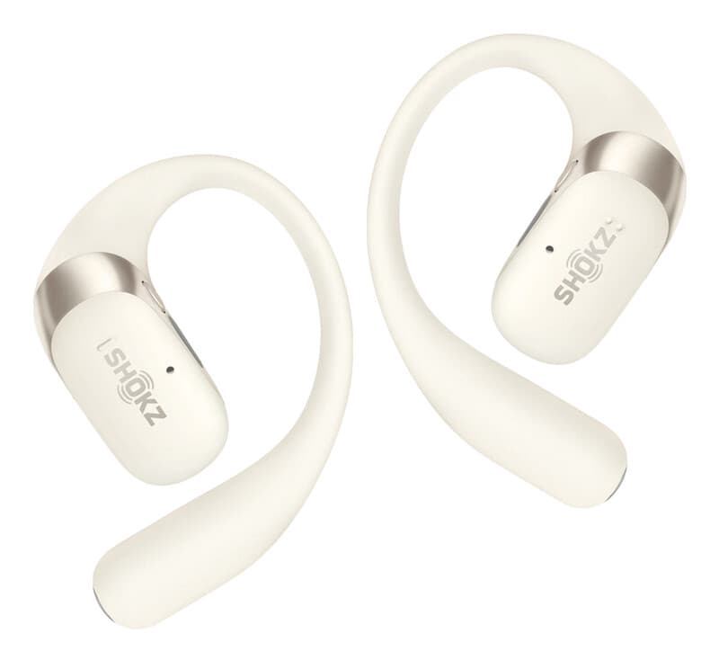 Shokz OpenFit 2 headset met draadloze oorhaken, open-ear voor bellen, muziek, sport en dagelijks gebruik, beige — afbeelding 1