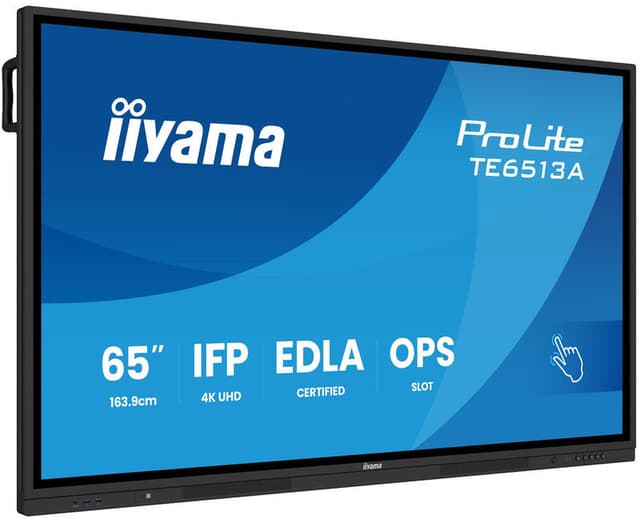 iiyama TE6513A-B1AG beeldkrant Interactief flatscreen 163,8 cm (64.5") Wifi 500 cd/m² 4K Ultra HD Zwart Touchscreen Type processor Android 18/7