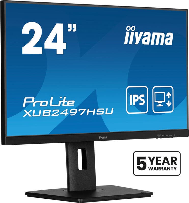 Iiyama XUB2497HSU-B2 monitor, 60,5 cm, IPS-paneel, in hoogte verstelbare standaard, 100Hz verversingssnelheid, Full HD LED, zwart — afbeelding 1