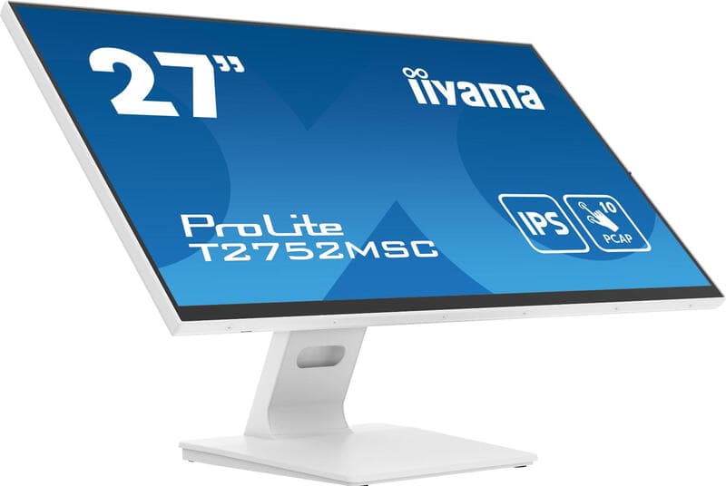 Iiyama ProLite T2752MSC-W1 68,6 cm optical bonded PCAP 10-punts touchscreenmonitor met IPS-paneeltechnologie, rand-tot-rand glasdesign en anti-vingerafdrukcoating, Full HD LED, wit — afbeelding 1