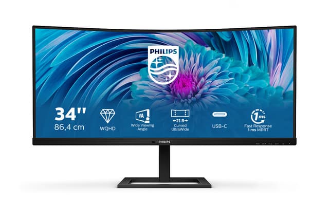 Philips E Line 346E2CUAE/00 computermonitor 86,4 cm (34") 3440 x 1440 pixels Wide Quad HD+ lcd zwart