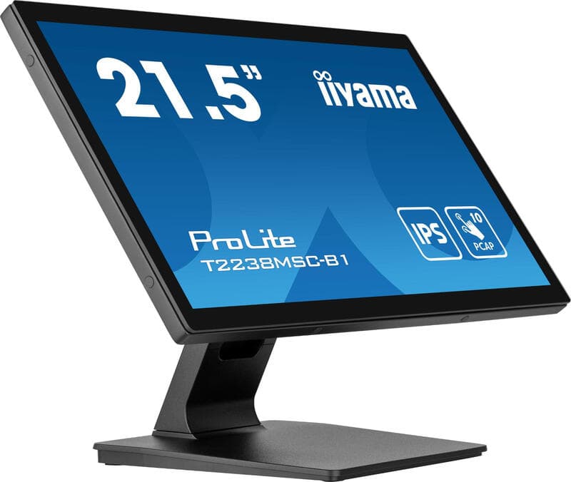 iiyama ProLite 54,6 cm 10-punts optische bonded PCAP touchscreen monitor met IPS-paneeltechnologie, rand-tot-rand glasontwerp, anti-vingerafdrukcoating en metalen behuizing, zwart — afbeelding 1