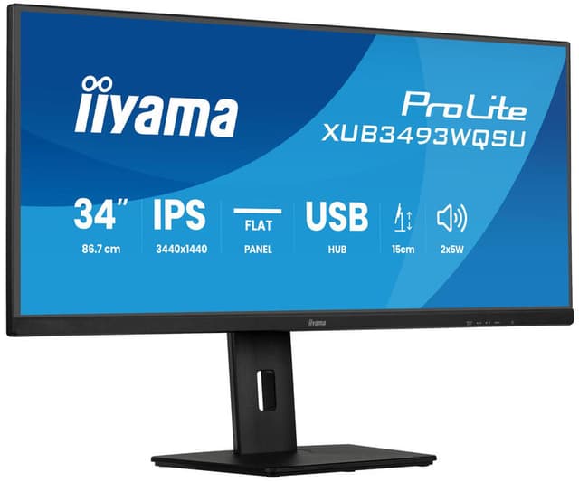 iiyama ProLite XUB3493WQSU-B6 34 inch IPS ultrabreed beeldscherm, 86,4 cm, 3440 x 1440 pixels, met PiP, PBP en in hoogte verstelbare standaard, zwart