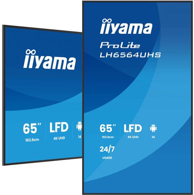 iiyama LH6564UHS-B1AG beeldkrant, digitale signage flatscreen, 165,1 cm (65"), WiFi, 500 cd/m², 4K Ultra HD, Zwart, Android, 24/7
